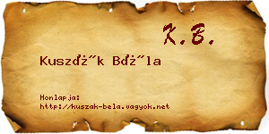 Kuszák Béla névjegykártya