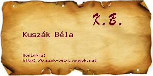 Kuszák Béla névjegykártya